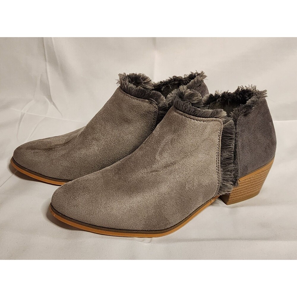 JOURNEY COLLECTION JC Womens 2Tone Fringed Ankle Block Heel MOXIE Boots Sz 7.5